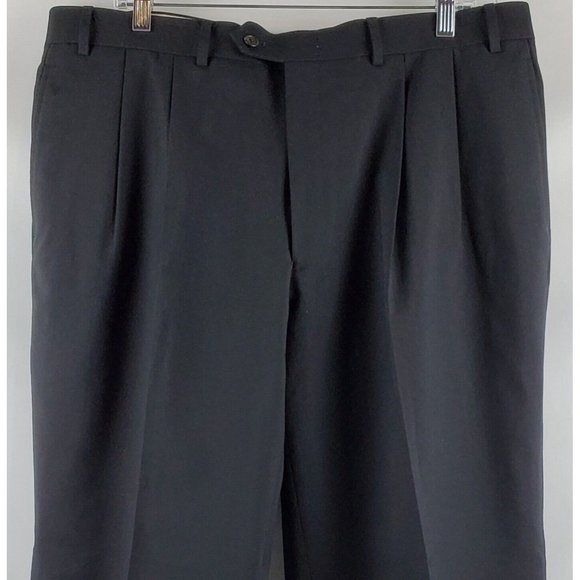 Lauren Ralph Lauren Mens Pants Pleated Front Straight Black 38WX29L Wool - Picture 2 of 8